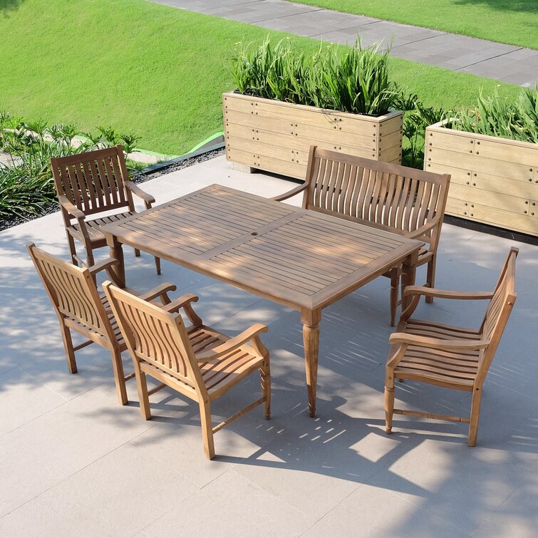 Allison 6 Person Rectangular Teak Outdoor Dining Set